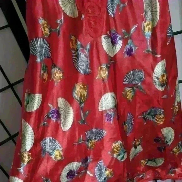 Vintage 90s Red Silky Slip Mini Dress Grunge - Picture 4 of 5